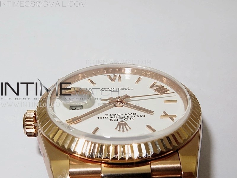 Day Date 128235 Gain Weight RG QF 1:1 Best Edition White Dial Roman Markers on RG President Bracelet