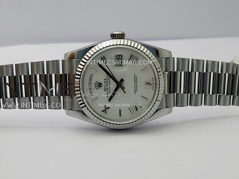 Day Date 128239 Gain Weight SS QF 1:1 Best Edition White Dial Roman Markers on SS President Bracelet