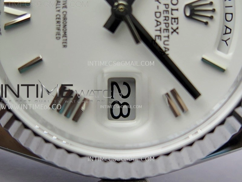 Day Date 128239 Gain Weight SS QF 1:1 Best Edition White Dial Roman Markers on SS President Bracelet