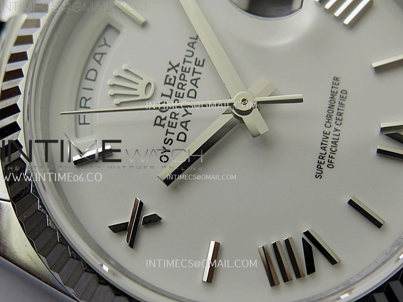 Day Date 128239 Gain Weight SS QF 1:1 Best Edition White Dial Roman Markers on SS President Bracelet