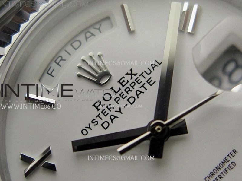Day Date 128239 Gain Weight SS QF 1:1 Best Edition White Dial Roman Markers on SS President Bracelet