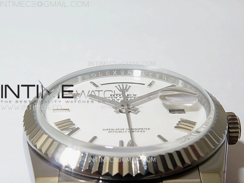 Day Date 128239 Gain Weight SS QF 1:1 Best Edition White Dial Roman Markers on SS President Bracelet