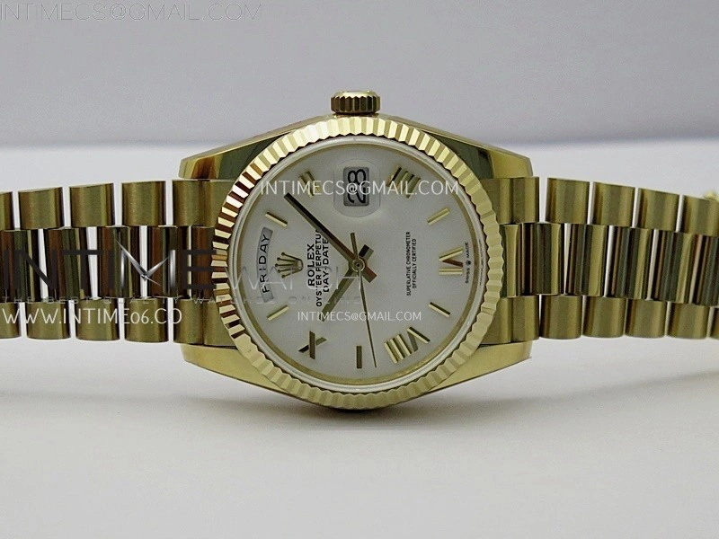 Day Date 128238 Gain Weight YG QF 1:1 Best Edition White Dial Roman Markers on YG President Bracelet
