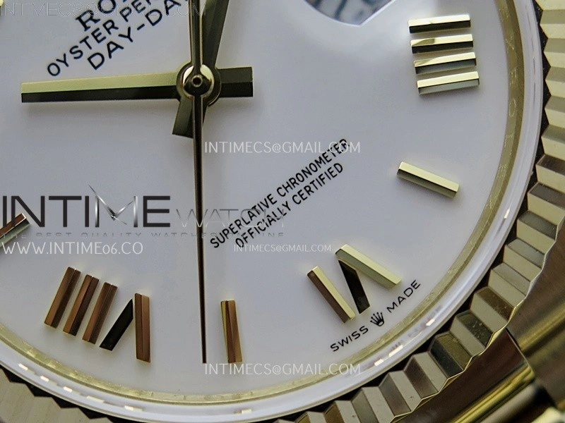 Day Date 128238 Gain Weight YG QF 1:1 Best Edition White Dial Roman Markers on YG President Bracelet