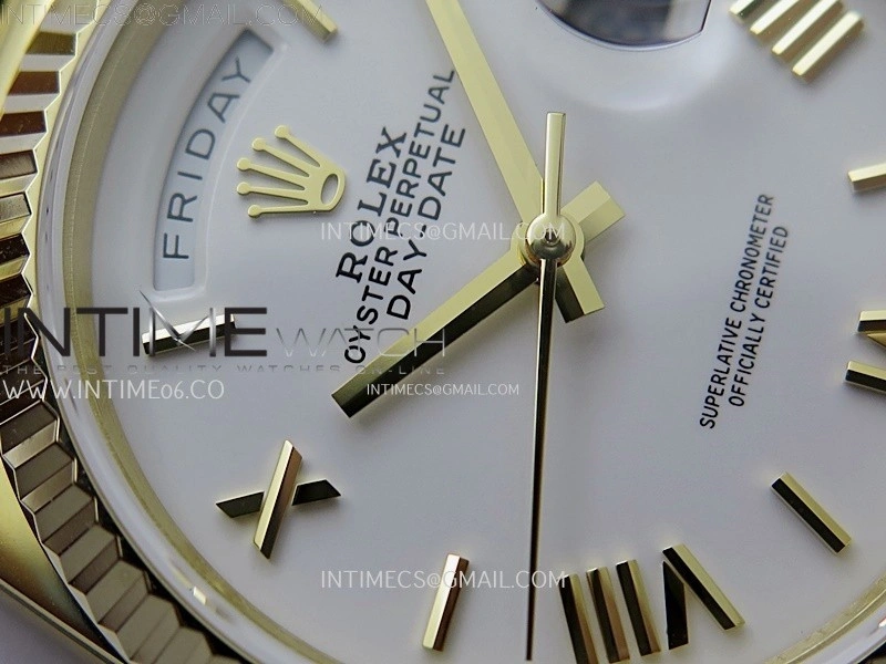 Day Date 128238 Gain Weight YG QF 1:1 Best Edition White Dial Roman Markers on YG President Bracelet
