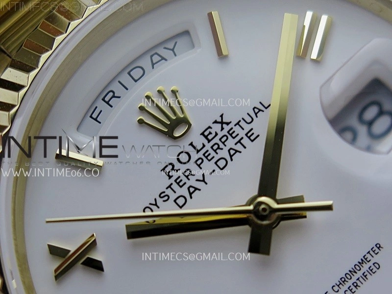 Day Date 128238 Gain Weight YG QF 1:1 Best Edition White Dial Roman Markers on YG President Bracelet