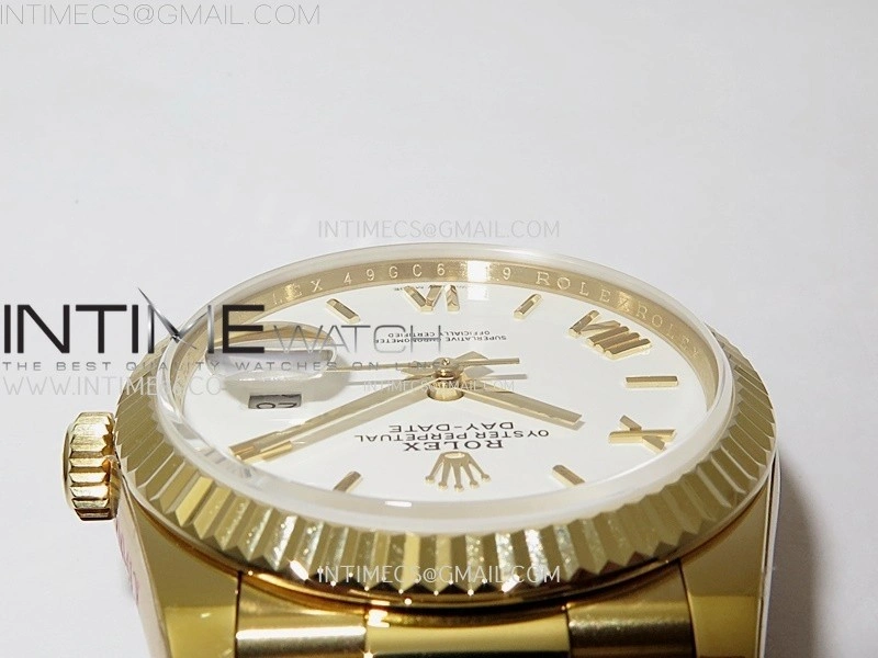 Day Date 128238 Gain Weight YG QF 1:1 Best Edition White Dial Roman Markers on YG President Bracelet