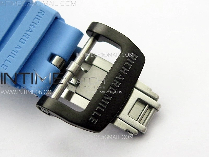 RM035-03 White Carbon Blue Crown Z Factory Skeleton Dial on Blue Rubber Strap Asian Skeleton movement