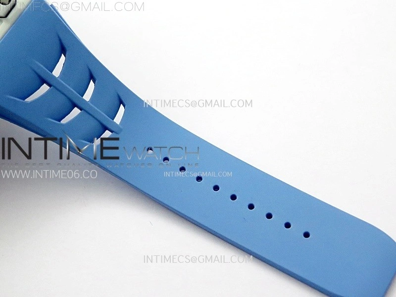 RM035-03 White Carbon Blue Crown Z Factory Skeleton Dial on Blue Rubber Strap Asian Skeleton movement
