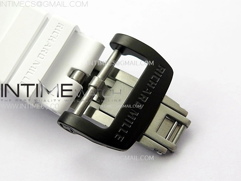 RM035-03 White Carbon Red Crown Z Factory Skeleton Dial on White Rubber Strap Asian Skeleton movement
