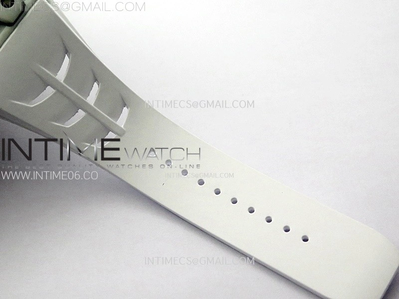 RM035-03 White Carbon Red Crown Z Factory Skeleton Dial on White Rubber Strap Asian Skeleton movement