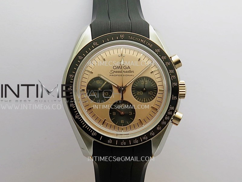 Speedmaster Professional SS RG N1F Best Edition RG Dial Black Subdial On Black Rubber Strap Asian 3861