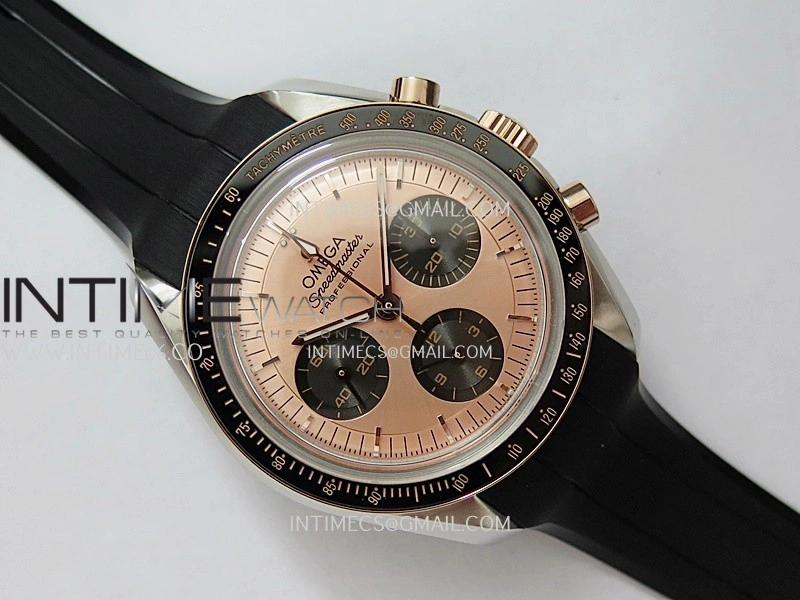 Speedmaster Professional SS RG N1F Best Edition RG Dial Black Subdial On Black Rubber Strap Asian 3861