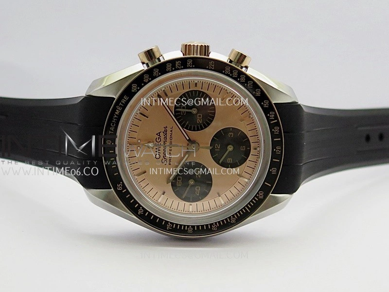 Speedmaster Professional SS RG N1F Best Edition RG Dial Black Subdial On Black Rubber Strap Asian 3861