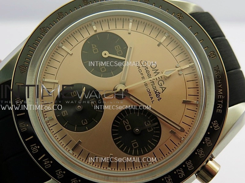 Speedmaster Professional SS RG N1F Best Edition RG Dial Black Subdial On Black Rubber Strap Asian 3861