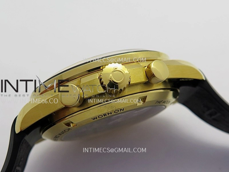 Speedmaster Professional YG N1F Best Edition Gold Dial Black Subdial On Black Rubber Strap Asian 3861