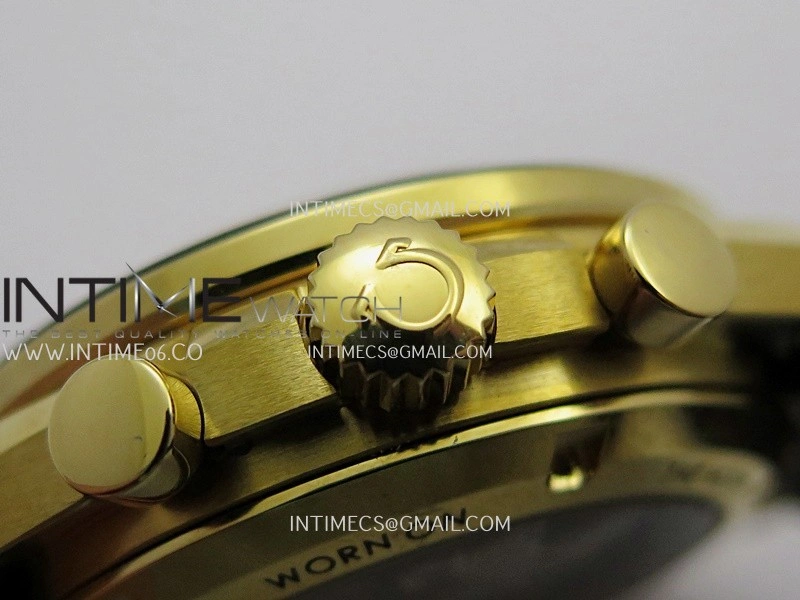 Speedmaster Professional YG N1F Best Edition Gold Dial Black Subdial On Black Rubber Strap Asian 3861