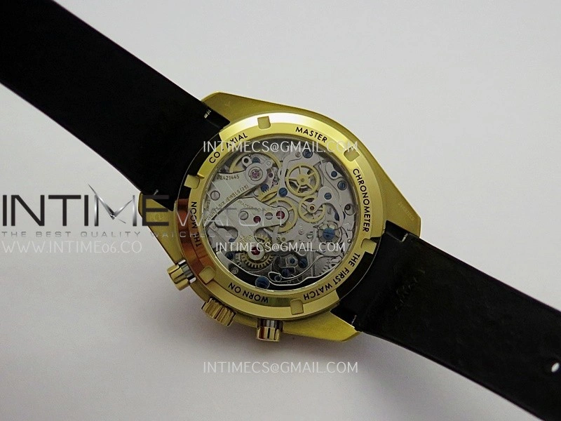 Speedmaster Professional YG N1F Best Edition Gold Dial Black Subdial On Black Rubber Strap Asian 3861