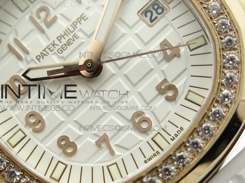 Aquanaut 5067A RG PPF 1:1 Best Edition White Textured Dial on White Rubber Strap AE23