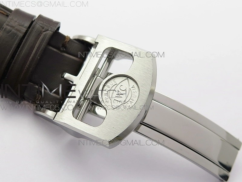 Portuguese Real PR Real Annual Calendar IW5034 V9F Best Edition White dial RG Markers On Brown Leather Strap A52610