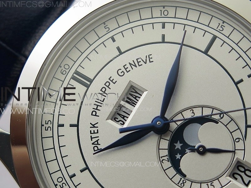 Annual Calendar Moonphase 5396 SS PPF 1:1 Best Edition White Dial on Blue Leather Strap A324