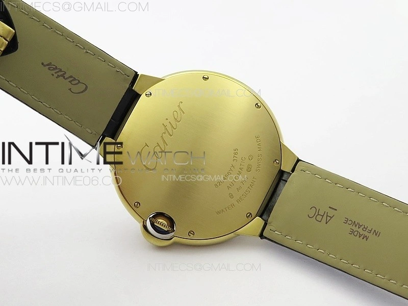 Ballon Bleu 42mm Double Diamonds Bezel RG 3KF 1:1 Best Edition White Texture Dial on Black Leather Strap A2824