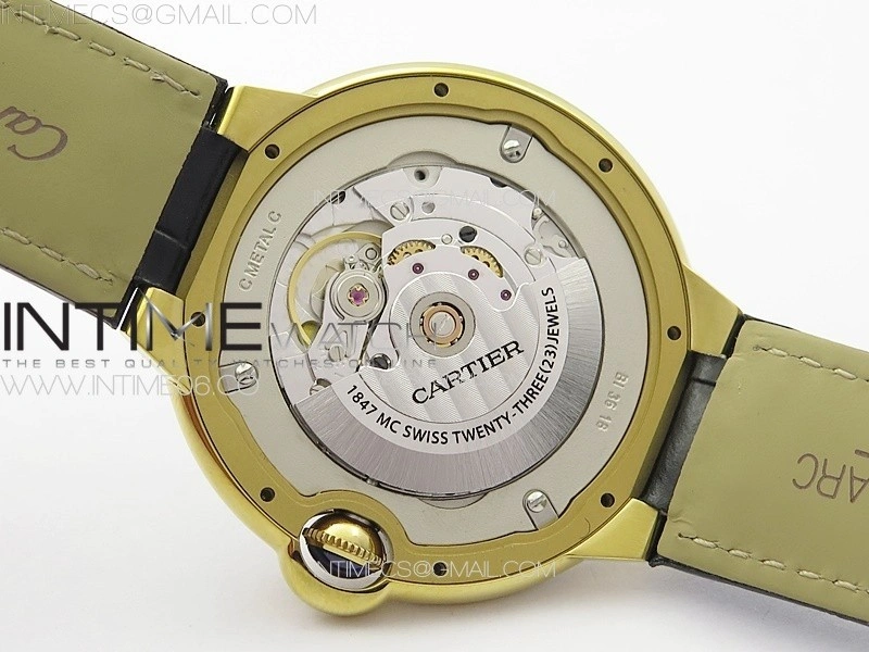 Ballon Bleu 42mm Double Diamonds Bezel RG 3KF 1:1 Best Edition White Texture Dial on Black Leather Strap A2824
