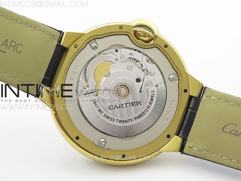 Ballon Bleu 42mm Double Diamonds Bezel RG 3KF 1:1 Best Edition White Texture Dial on Black Leather Strap A2824