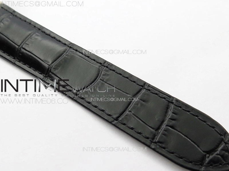Ballon Bleu 42mm Diamonds Bezel SS 3KF 1:1 Best Edition White Texture Dial on Black Leather Strap A2824