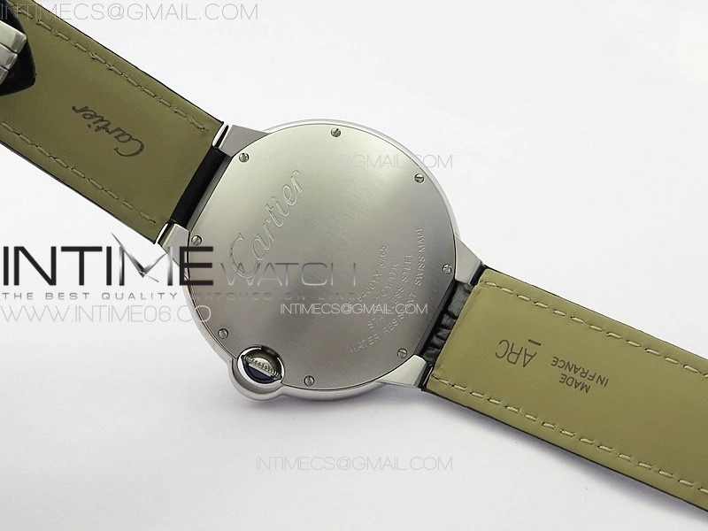 Ballon Bleu 42mm Diamonds Bezel SS 3KF 1:1 Best Edition White Texture Dial on Black Leather Strap A2824