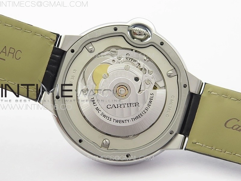 Ballon Bleu 42mm Diamonds Bezel SS 3KF 1:1 Best Edition White Texture Dial on Black Leather Strap A2824
