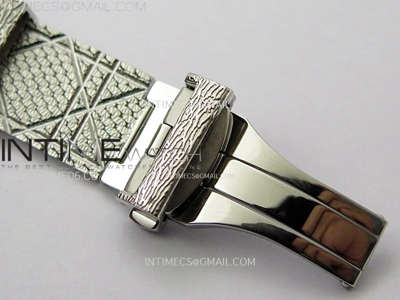 La D de Dior Satine 25mm SS Diamonds 8848F 1:1 Best Edition Silver Dial on SS bracelet Swiss Quartz