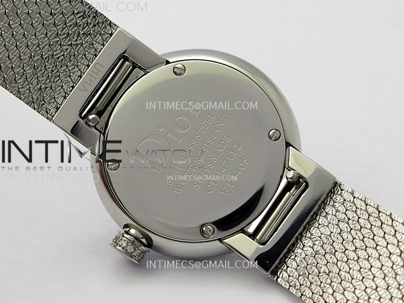 La D de Dior Satine 25mm SS Diamonds 8848F 1:1 Best Edition Silver Dial on SS bracelet Swiss Quartz
