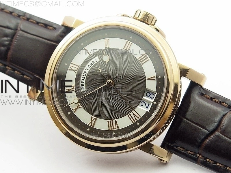 Marine 5222 RG HGF 1:1 Best Edition White Dial On black Leather Strap Asian Cal.517GG