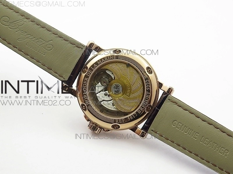 Marine 5222 RG HGF 1:1 Best Edition White Dial On black Leather Strap Asian Cal.517GG