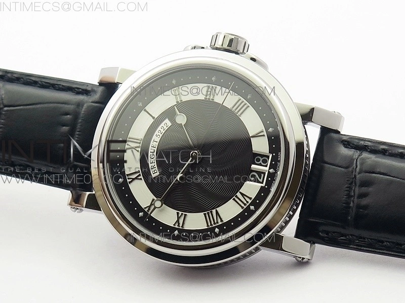 Marine 5222 SS HGF 1:1 Best Edition Black Dial On black Leather Strap Asian Cal.517GG