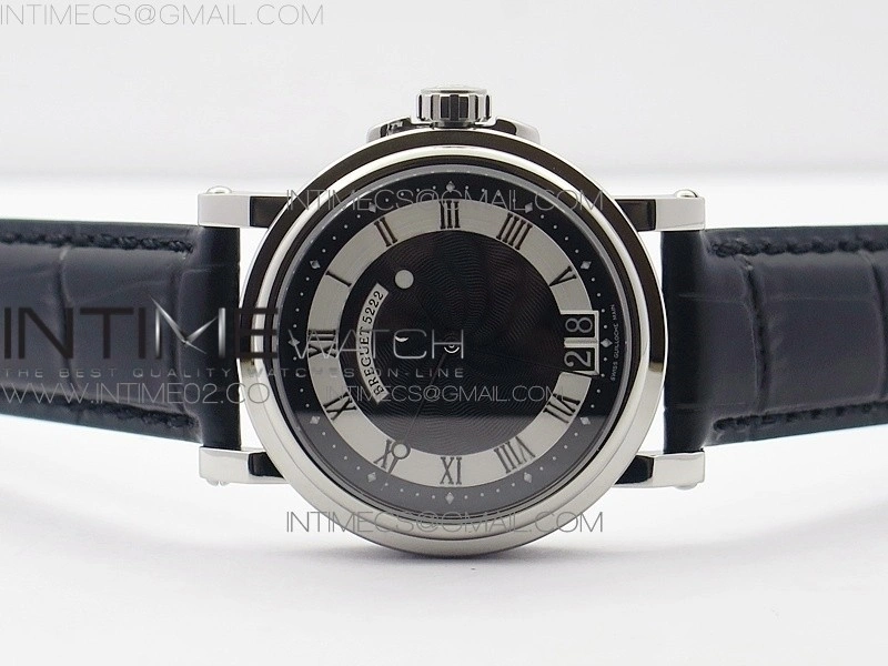 Marine 5222 SS HGF 1:1 Best Edition Black Dial On black Leather Strap Asian Cal.517GG