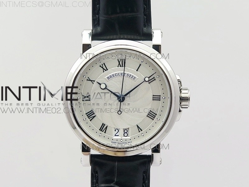 Marine 5222 SS HGF 1:1 Best Edition White Dial On black Leather Strap Asian Cal.517GG