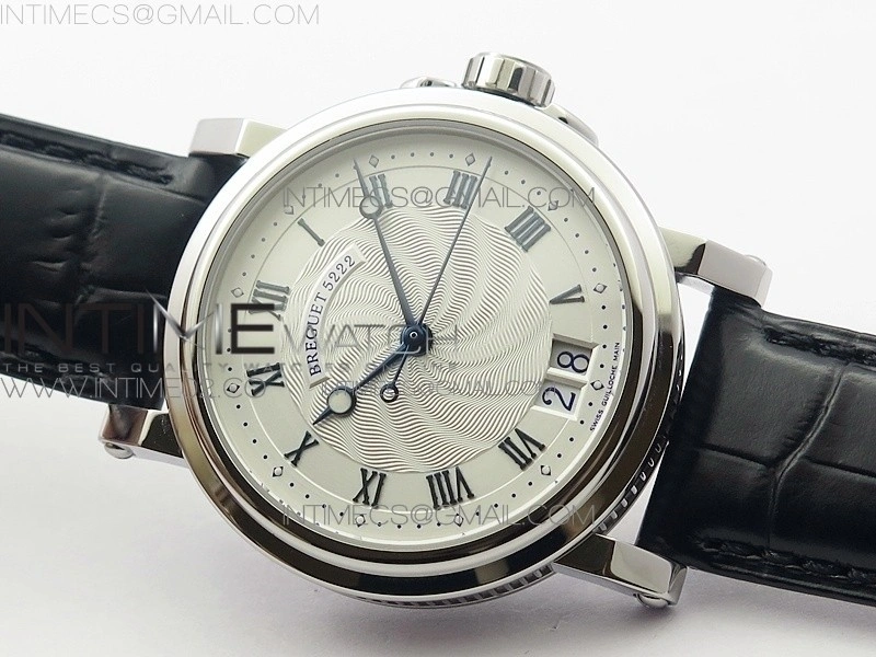 Marine 5222 SS HGF 1:1 Best Edition White Dial On black Leather Strap Asian Cal.517GG