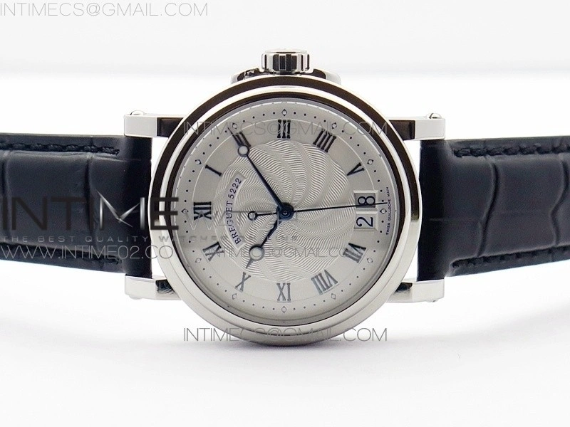 Marine 5222 SS HGF 1:1 Best Edition White Dial On black Leather Strap Asian Cal.517GG