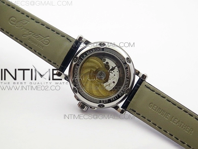 Marine 5222 SS HGF 1:1 Best Edition White Dial On black Leather Strap Asian Cal.517GG