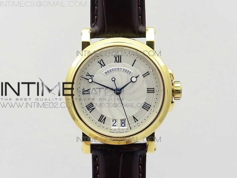 Marine 5222 YG HGF 1:1 Best Edition White Dial On black Leather Strap Asian Cal.517GG