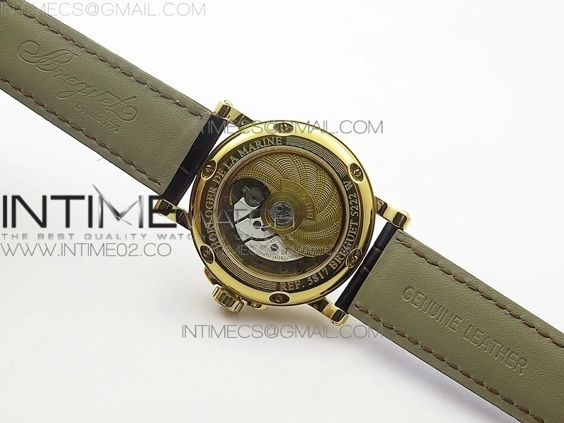 Marine 5222 YG HGF 1:1 Best Edition White Dial On black Leather Strap Asian Cal.517GG