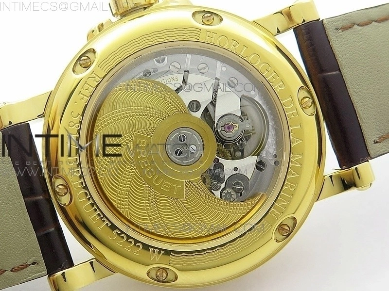 Marine 5222 YG HGF 1:1 Best Edition White Dial On black Leather Strap Asian Cal.517GG