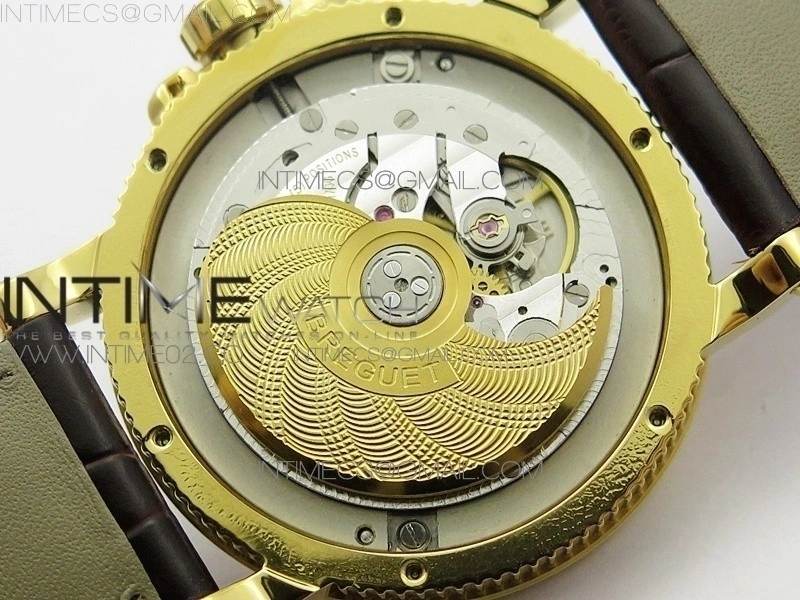 Marine 5222 YG HGF 1:1 Best Edition White Dial On black Leather Strap Asian Cal.517GG