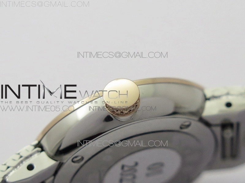 La d de dior satine SS RG Crystal Bezel 8848F 1:1 Best Edition Red Dial on SS bracelet Swiss Quartz