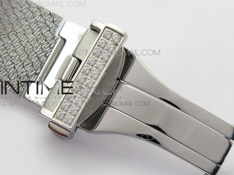 La d de dior satine SS RG Crystal Bezel 8848F 1:1 Best Edition Red Dial on SS bracelet Swiss Quartz
