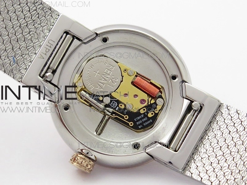La d de dior satine SS RG Crystal Bezel 8848F 1:1 Best Edition Red Dial on SS bracelet Swiss Quartz