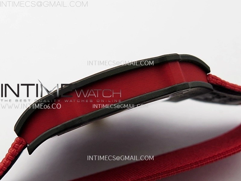 RM67-02 Red Yellow Inner Bezel Real NTPT 1:1 Best Edition Skeleton Dial On Red Nylon strap CRMA7 Clone