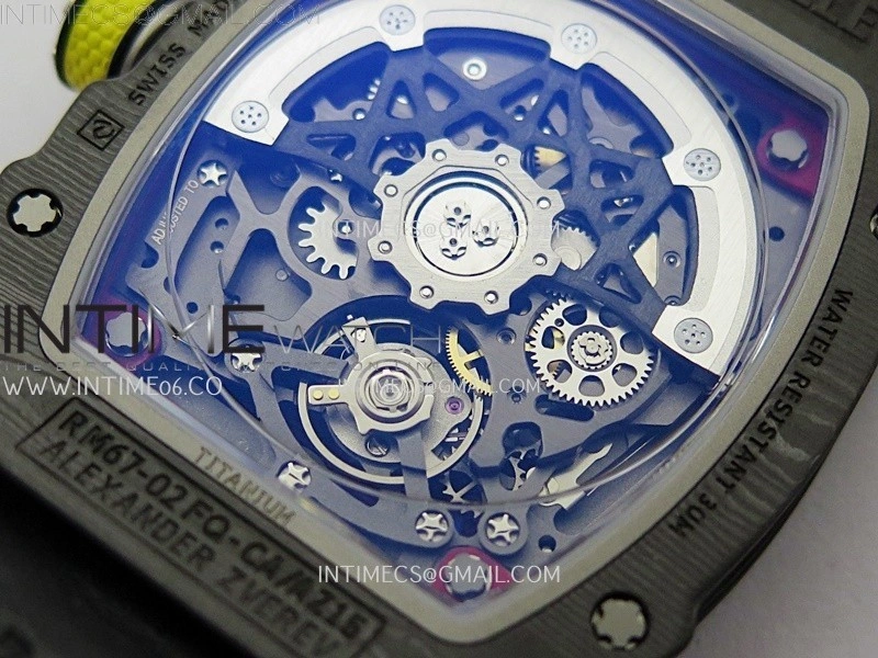 RM67-02 Red Yellow Inner Bezel Real NTPT 1:1 Best Edition Skeleton Dial On Red Nylon strap CRMA7 Clone
